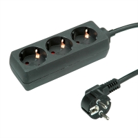 ROLINE Power Strip, 3-way, black, 1.5 m