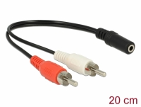Delock Audio Cable 2 x RCA male to 1 x 3.5 mm 3 pin Stereo Jack 20 cm