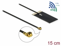 Delock WLAN 802.11 ac/ax/a/h/b/g/n Antenna MHF® I plug 2.7 - 3.0 dBi 1.13 15 cm FPC internal self adhesive