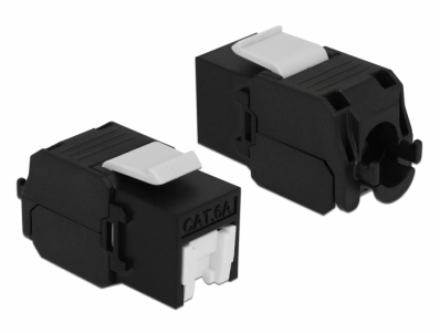 Delock Keystone Module RJ45 jack > LSA Cat.6A UTP black dust cover