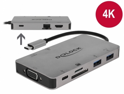 Delock USB Type-C™ Docking Station 4K - HDMI / VGA / USB 3.1 / SD / LAN / PD 3.0