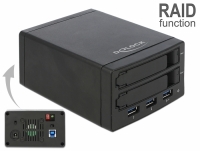 Delock External Enclosure for 2 x 2.5″ SATA HDD / SSD with RAID + 3 Port USB 3.0 Hub