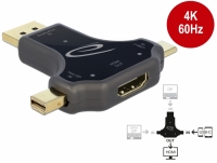 Delock 3 in 1 Monitor Adapter with USB-C™ / DisplayPort / mini DisplayPort in to HDMI out with 4K 60 Hz