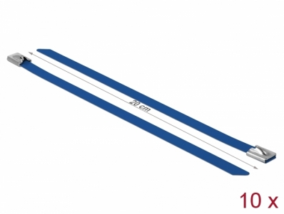 Delock Stainless Steel Cable Ties L 200 x W 7.9 mm blue 10 pieces