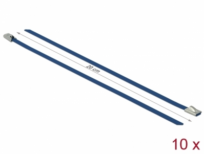 Delock Stainless Steel Cable Ties L 200 x W 4.6 mm blue 10 pieces