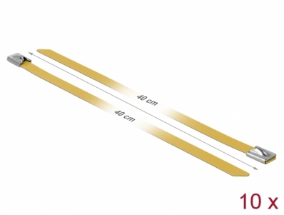 Delock Stainless Steel Cable Ties L 400 x W 7.9 mm yellow 10 pieces