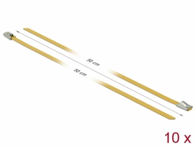 Delock Stainless Steel Cable Ties L 500 x W 4.6 mm yellow 10 pieces