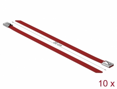 Delock Stainless Steel Cable Ties L 200 x W 7.9 mm red 10 pieces