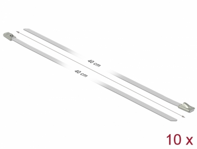 Delock Stainless Steel Cable Ties L 400 x W 4.6 mm white 10 pieces