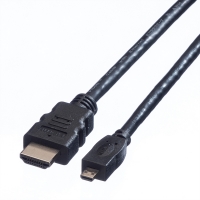 VALUE HDMI High Speed Cable + Ethernet, A - D, M/M, 0.8 m