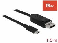 Delock Bidirectional USB Type-C™ to DisplayPort Cable (DP Alt Mode) 8K 60 Hz 1.5 m DP 8K certified