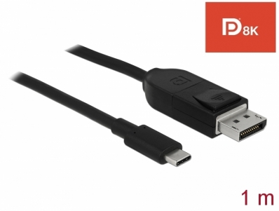 Delock Bidirectional USB Type-C™ to DisplayPort Cable (DP Alt Mode) 8K 60 Hz 1 m DP 8K certified