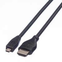 ROLINE HDMI High Speed Cable + Ethernet, A - D, M/M, 0.8 m