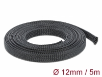 Delock Braided Sleeving stretchable 5 m x 12 mm black