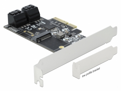 Delock 4 port SATA and 1 slot M.2 Key B PCI Express x4 Card - Low Profile Form Factor