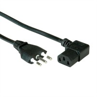 VALUE Power Cable, angled IEC Connector, Italy, black, 1.8 m