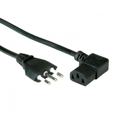 VALUE Power Cable, angled IEC Connector, Italy, black, 1.8 m