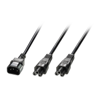 Lindy IEC C14 to 2 x IEC C5 Splitter Extension Cable, Black, 2.5m