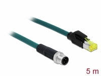 Delock Network cable M12 4 pin D-coded to RJ45 Hirose plug TPU 5 m