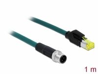 Delock Network cable M12 4 pin D-coded to RJ45 Hirose plug TPU 1 m