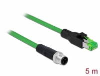 Delock Network cable M12 4 pin D-coded to RJ45 plug PVC 5 m