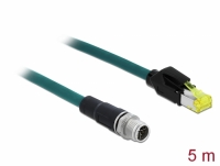 Delock Network cable M12 8 pin X-coded to RJ45 Hirose plug TPU 5 m