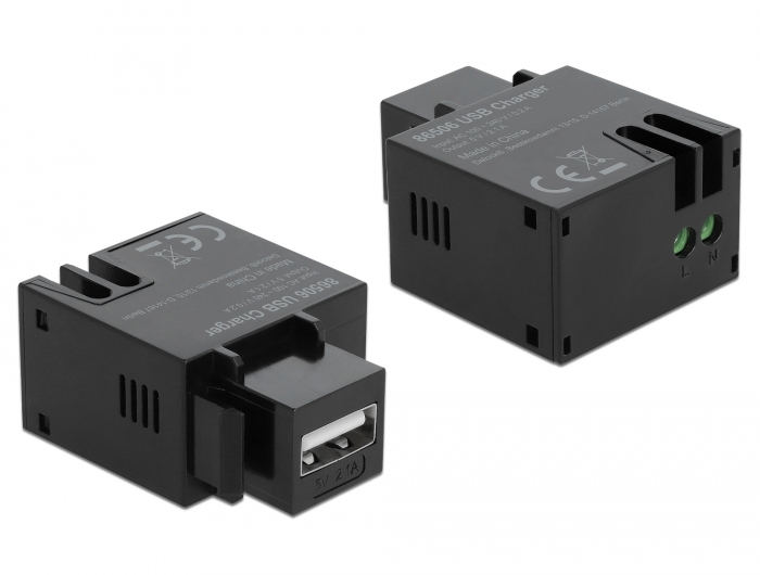 Delock Keystone Modul mit USB Typ-A Ladebuchse 2,1 A schwarz - DCP SIA