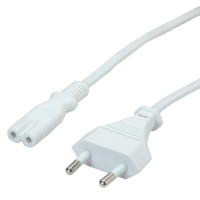 VALUE Euro Power Cable, 2-pin, white, 1 m