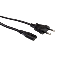 VALUE Euro Power Cable, 2-pin, black, 1 m