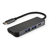 VALUE Type C - HDMI Adapter, M/F, 2x USB 3.2 Gen 1 A F, 1x Type C (Power Deliver
