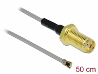 Delock Antenna Cable SMA jack bulkhead to MHF® 4 plug 0.81 50 cm thread length 10 mm