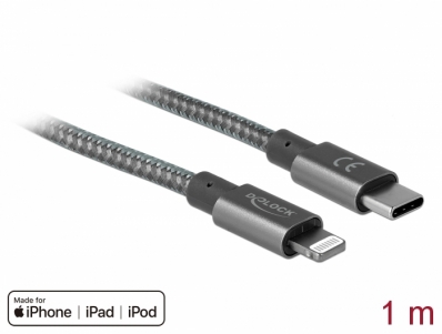 Delock Data and charging cable USB Type-C™ to Lightning™ for iPhone™, iPad™ and iPod™ 1 m