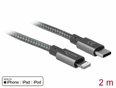 Delock Data and charging cable USB Type-C™ to Lightning™ for iPhone™, iPad™ and iPod™ 2 m