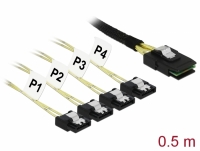 Delock Cable Mini SAS SFF-8087 > 4 x SATA 7 pin 0.5 m metal