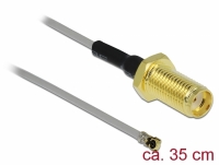 Delock Antenna Cable SMA jack bulkhead to MHF® 4L plug 1.37 35 cm thread length 10 mm