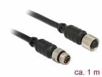 Delock M8 Sensor- / Actuator Cable 6 Pin Male to 6 Pin Female waterproof 1 m