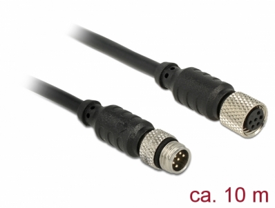 Delock M8 Sensor- / Actuar cable M8 6 Pin male to M8 6 Pin female waterproof 10 m