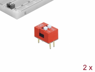 Delock DIP sliding switch 2-digit 2.54 mm pitch THT vertical red 2 pieces