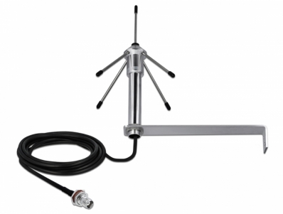 Delock LPWAN 868 MHz Antenna TNC jack 3 dBi omnidirectional fixed with connection cable RG-58 C/U 3 m wall mounting outdoor silv