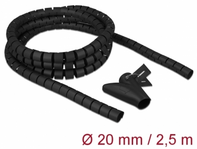 Delock Spiral Hose with Pull-in Tool 2.5 m x 20 mm black