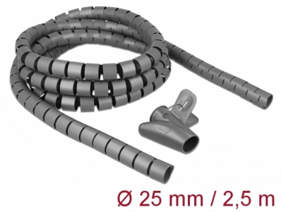 Delock Spiral Hose with Pull-in Tool 2.5 m x 25 mm grey