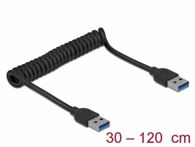 Delock USB 3.0 Coiled Cable Type-A male to Type-A male