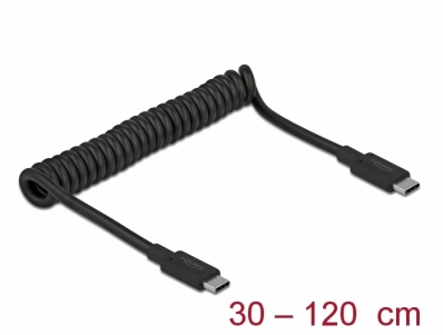 Delock USB 3.1 Gen 2 Coiled Cable Type-C male to Type-C male PD 3 A E-Marker