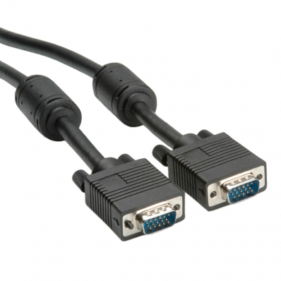 Secomp SVGA Cable + Ferrite, +DDC, HD15, M/M, black, 3 m