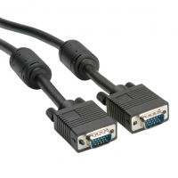 Secomp SVGA Cable + Ferrite, +DDC, HD15, M/M, black, 2 m