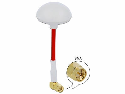 Delock FPV 5100 - 5875 MHz Antenna SMA plug 90° 2 dBi circular polarized white