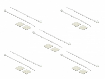 Delock Cable Tie Mount 25 x 25 mm with Cable Tie L 150 x W 3.6 mm white