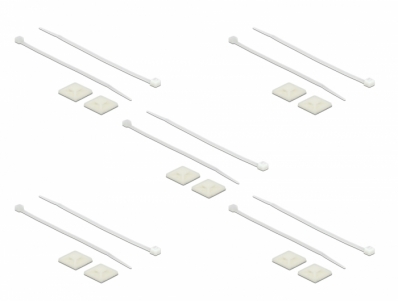 Delock Cable Tie Mount 25 x 25 mm with Cable Tie L 150 x W 3.6 mm white