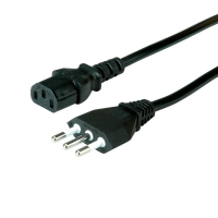 VALUE Power Cable, straight IEC Conncector, Italy Version, black, 1.8 m