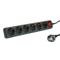 ROLINE Power Strip, 6-way, with Switch, black, 3 m